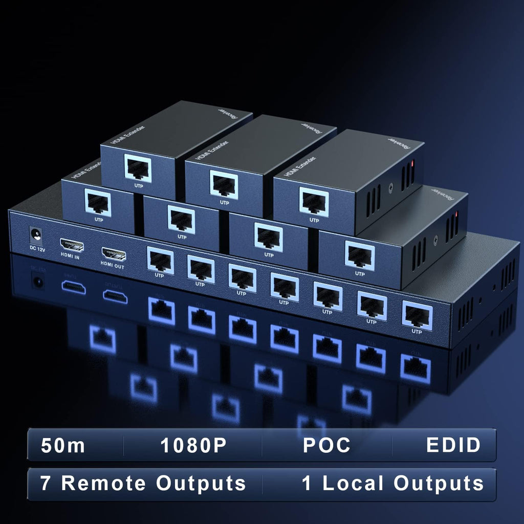 1x8 HDMI Splitter Extender 1080P Over Cat5e/6 Y654487