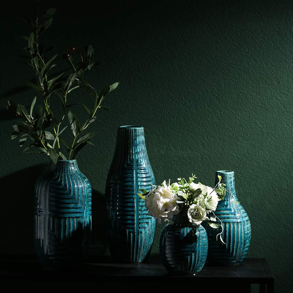 Teal Ceramic Vase Medium 13.8" H P691