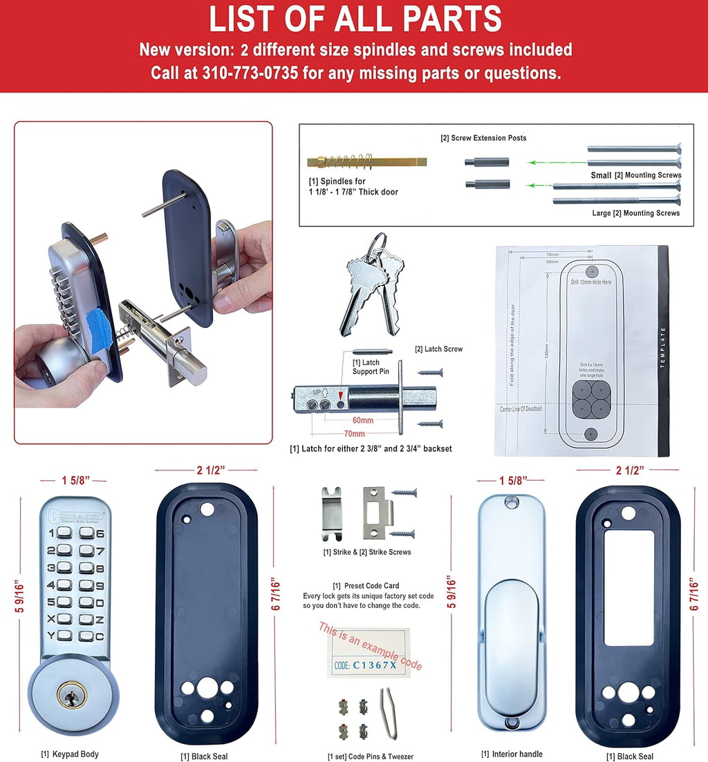 Mechanical Deadbolt Door Lock Chrome D18913