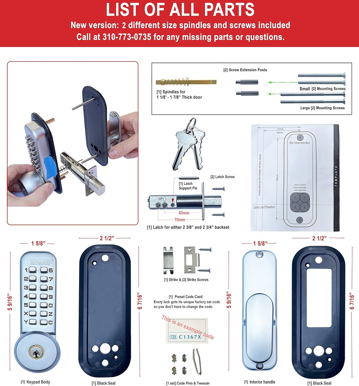 Mechanical Deadbolt Door Lock Chrome D18913
