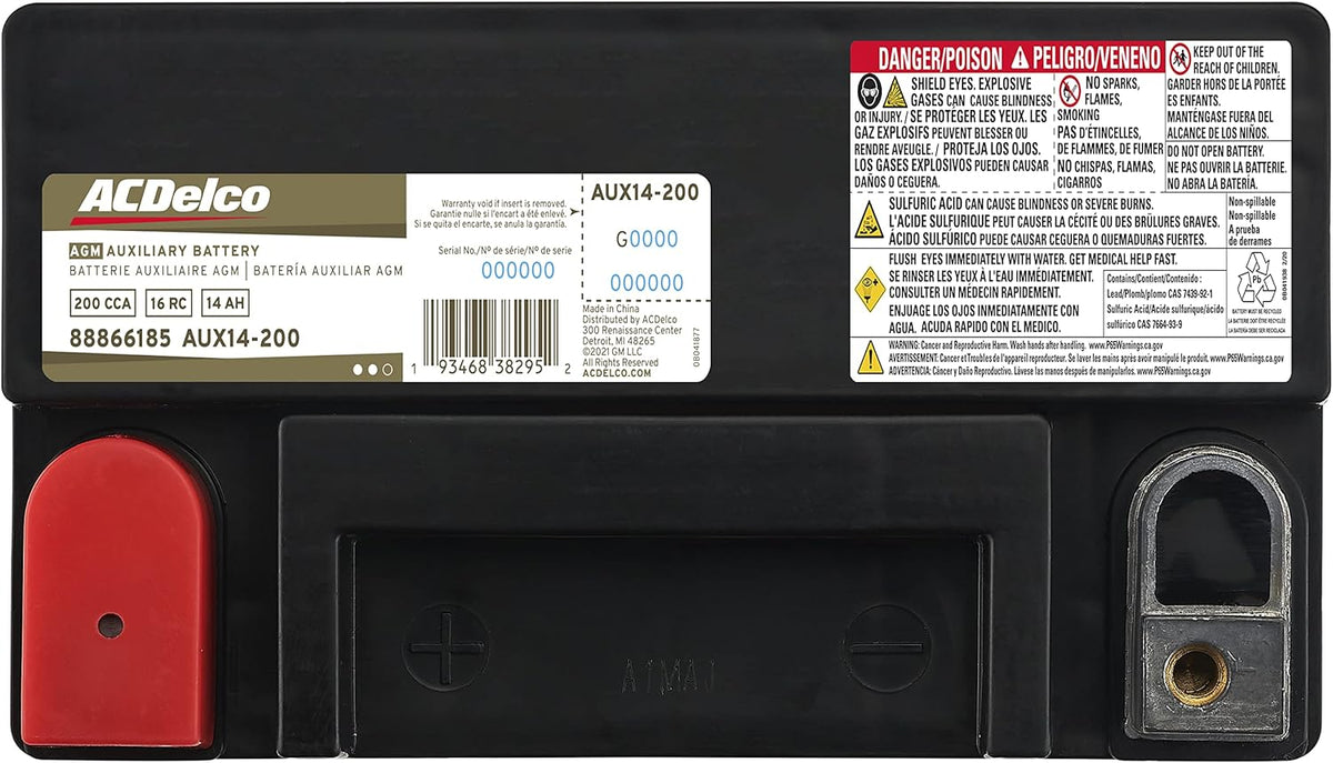 36 Month Warranty Auxiliary AGM 200 CCA Battery Z1804