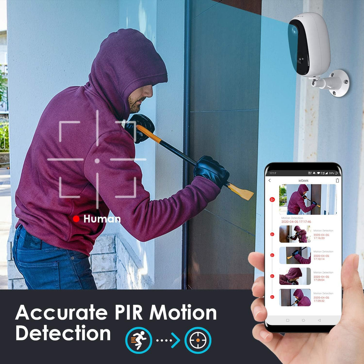 Battery Powered WiFi Wireless Security Camera 1080P Waterproof E7587