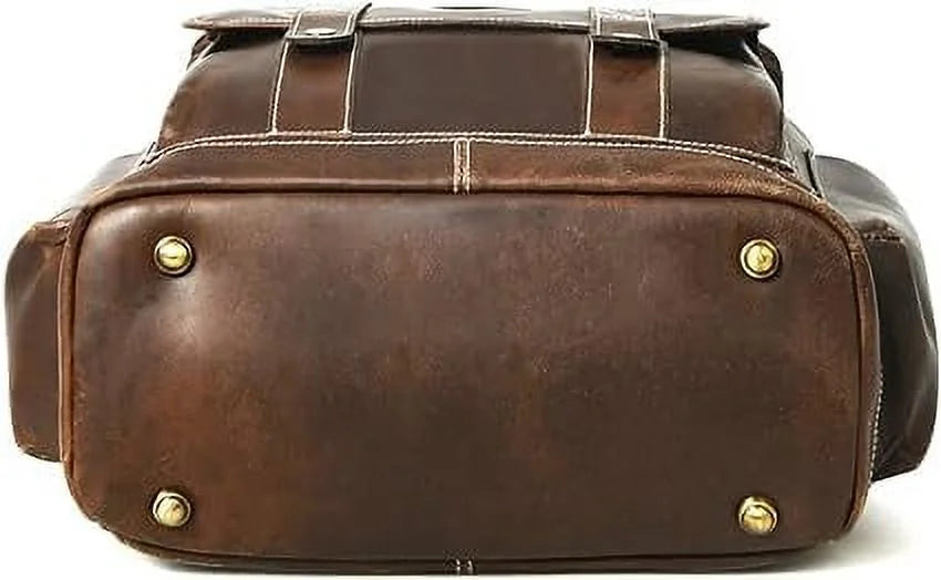 Brown Full Grain Leather Laptop Backpack K442585