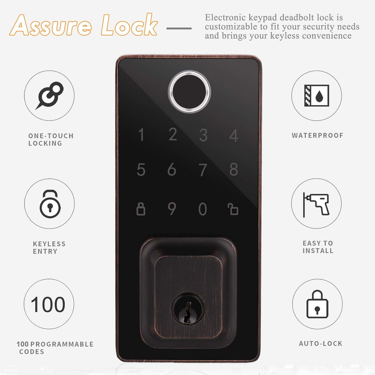 Keyless Entry Electronic Deadbolt Oil Rubbed Bronze Q1701