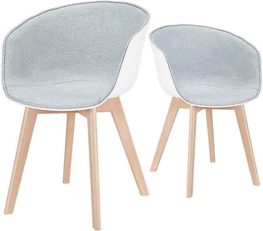 Mid Century Molded Plastic Shell Arm Chair 2 PCs Pack-Light White N57998