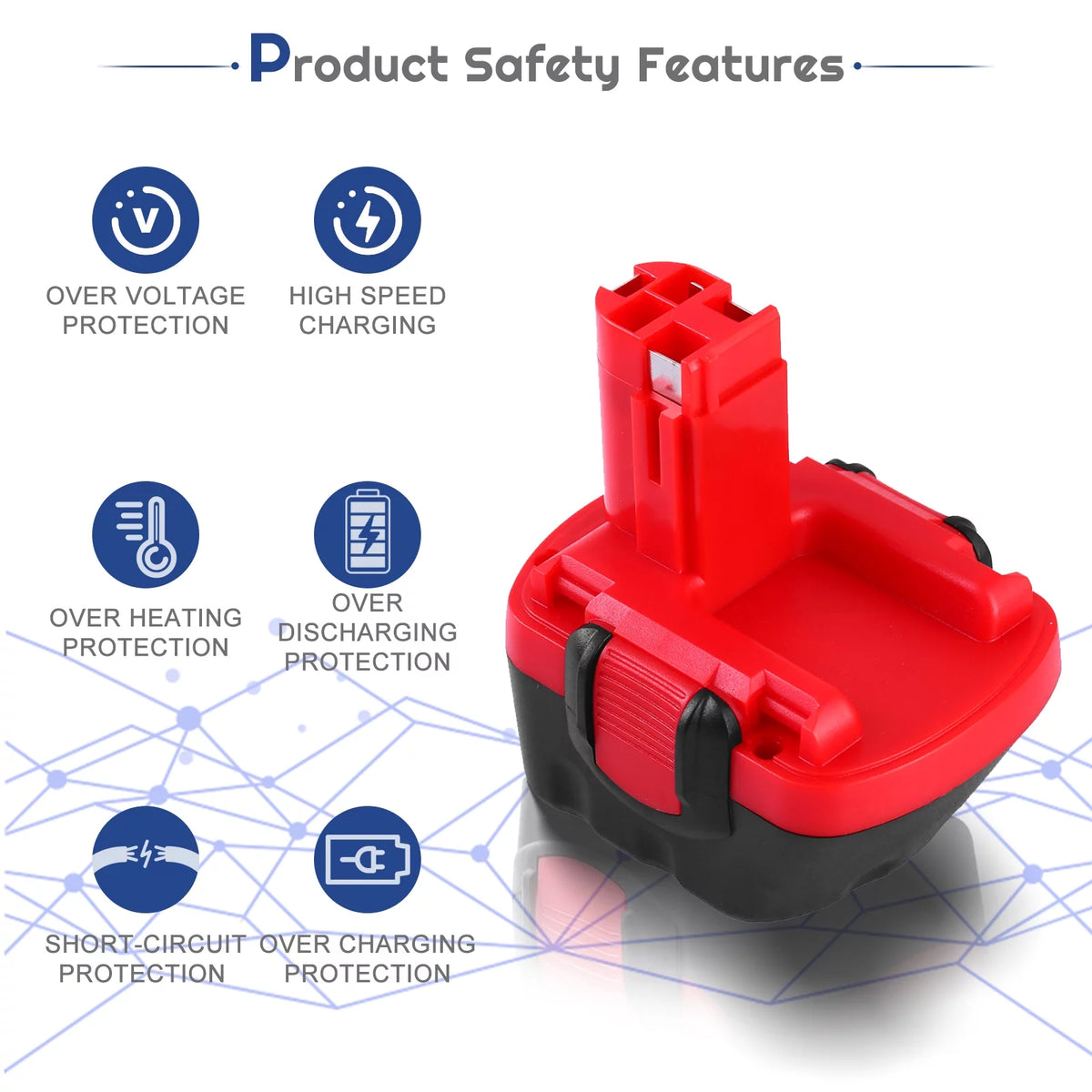 12V 3.6Ah Ni-MH Replacement Battery for Bosch Cordless Power Tool Z886048
