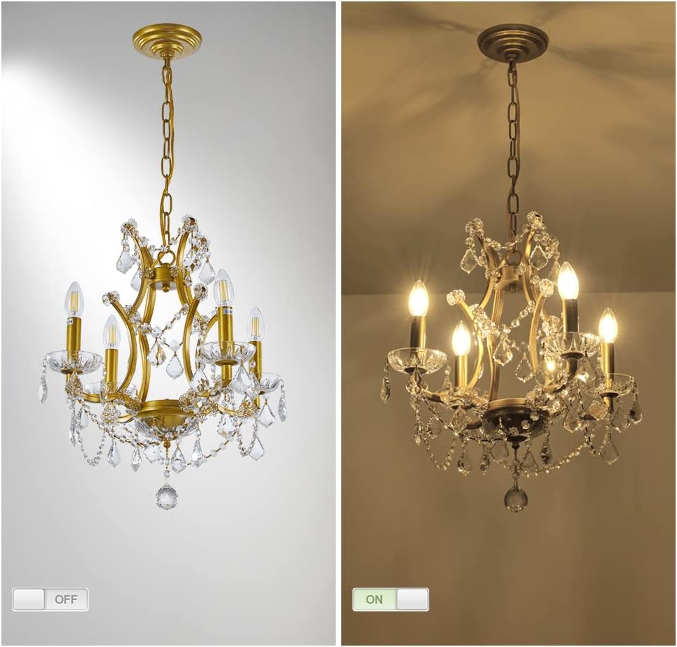 4-Light Gold Crystal Chandelier Y6243