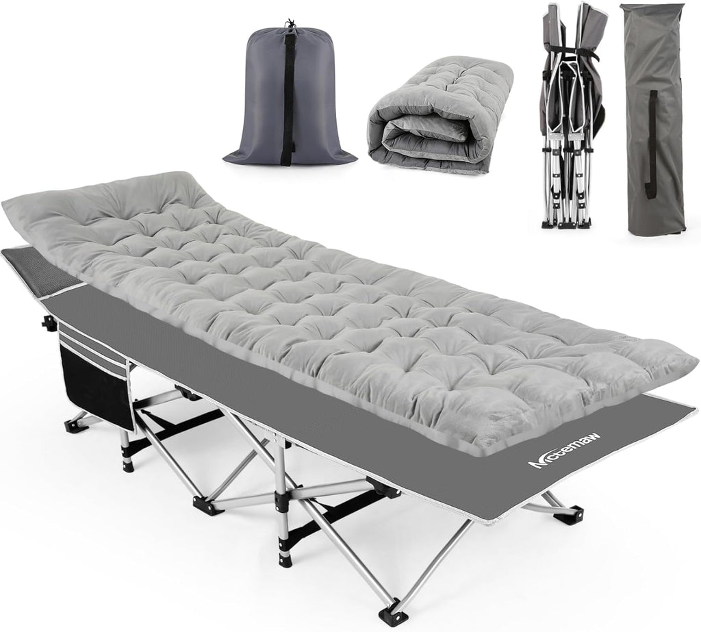 Folding Camping Cot with Carry Bag Grey Q776