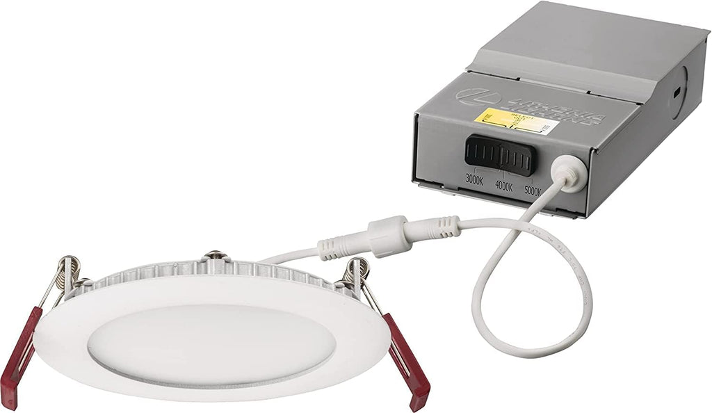 Round Baffle LED Downlight, 6-Inch, Matte White & Ultra Thin Recessed Downlight, White K36820