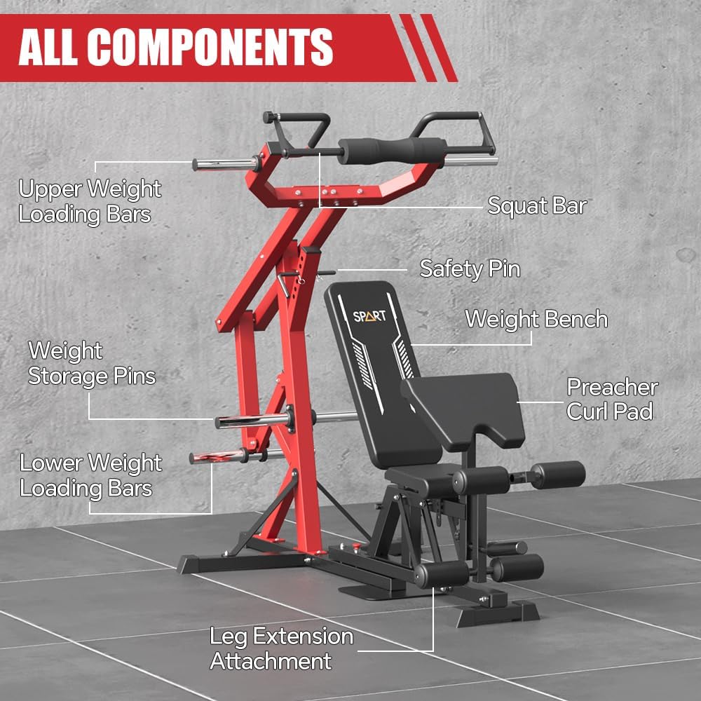 Red Multifunctional Strength Training Station with Multi Bench Press B392