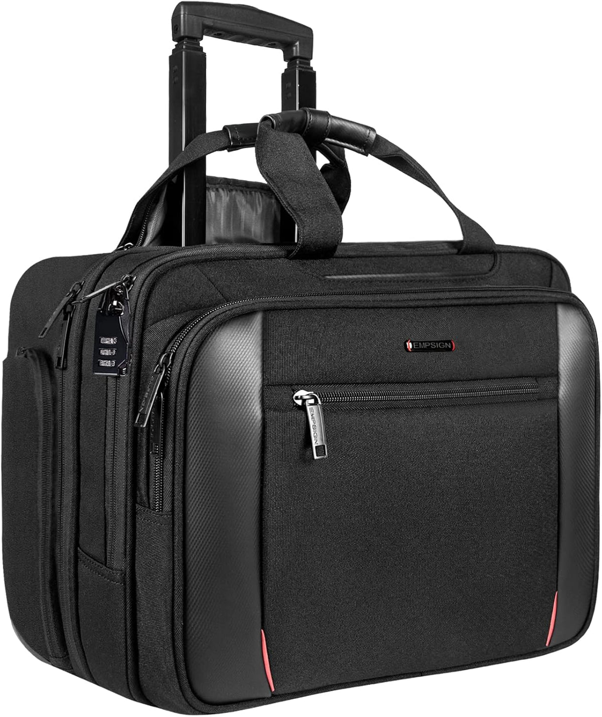 Rolling Laptop Bag, 17.3 inch Water Repellent Travel Bag with RFID Blocking Pocket, Black E91763