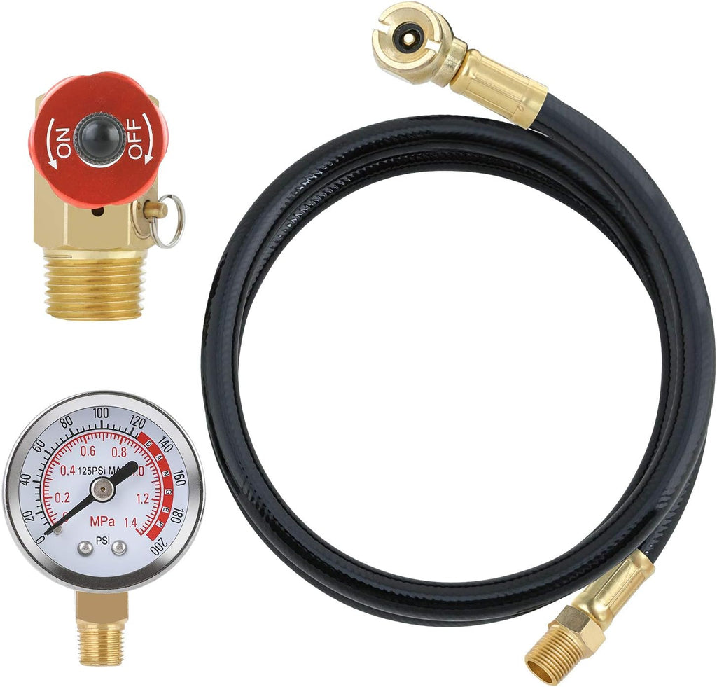 Air Tank Repair Kit with Safety Valve, Pressure Gauge and Hose G1493