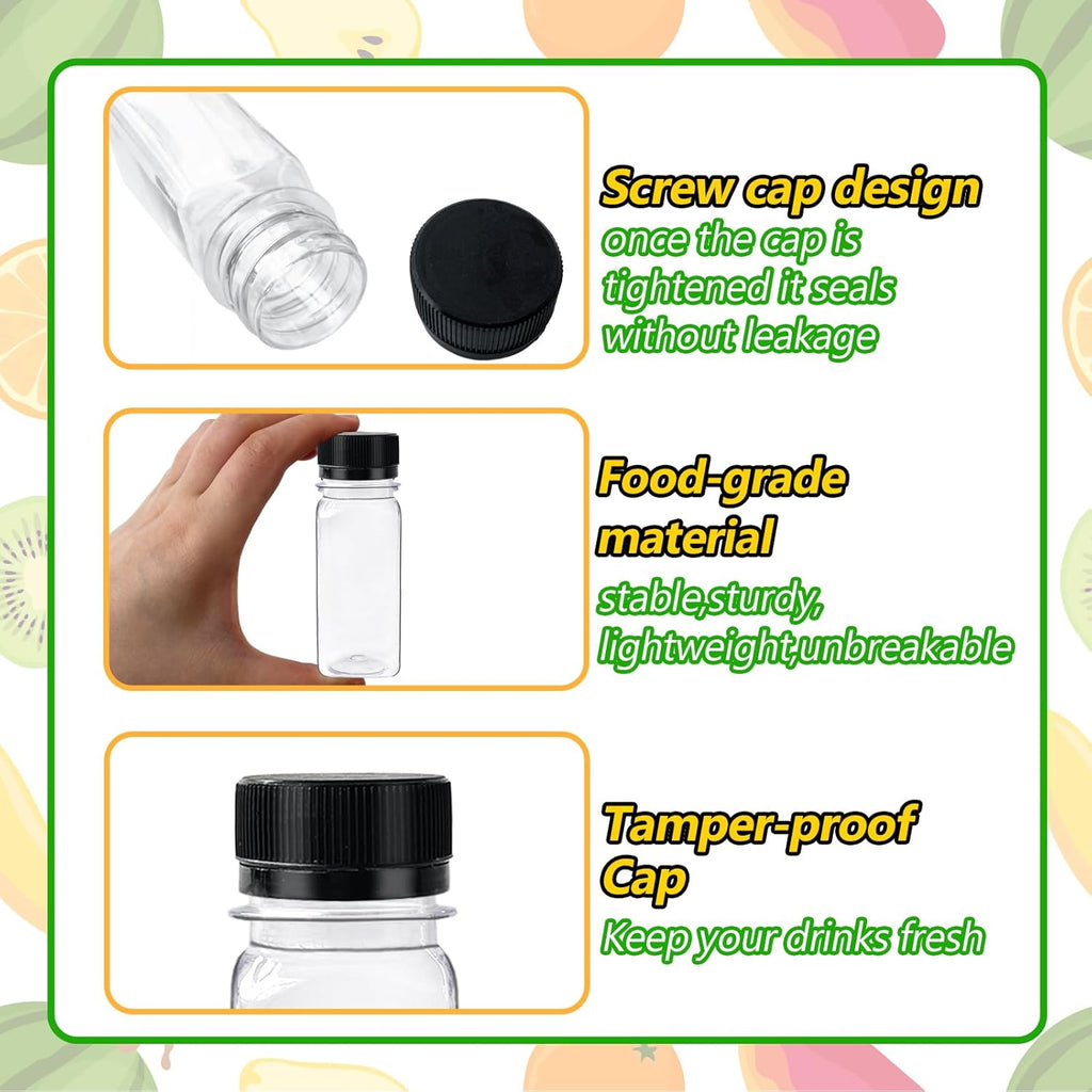 30PCS 2oz Clear Plastic Shot Bottles with Caps U14598
