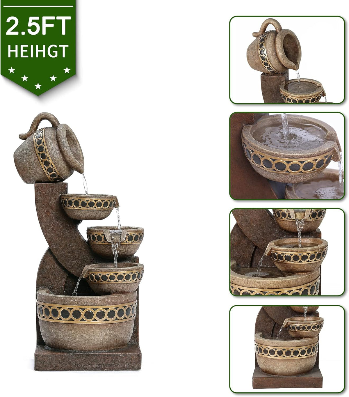 5 Tiered Polyresin Outdoor Water Fountain X676957