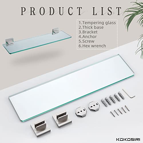 16'' x 5.6'' Tempered Glass Wall Mounted Shelf P8558