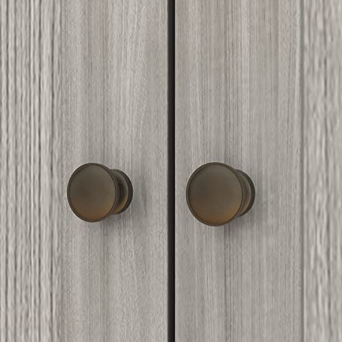 Large Wooden Grey Kitchen Hutch Cabinet with Glass Doors H73998