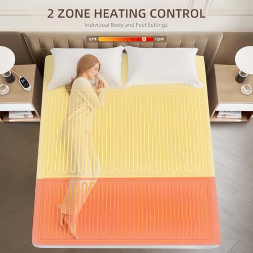 Twin XL Waterproof Heated Mattress Pad, White, 39" x 80" x 17.3" Deep Pocket D375