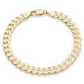 18K Gold Over Sterling Silver Solid Diamond-Cut Cuban Link Curb Chain Bracelet I314