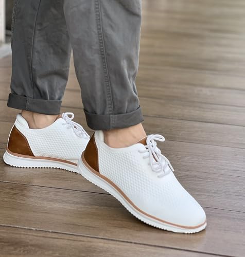 Men's Dress Sneakers Casual Walking Shoes Oxfords Mesh Comfortable Lightweight Breathable Lace-Up Q134140
