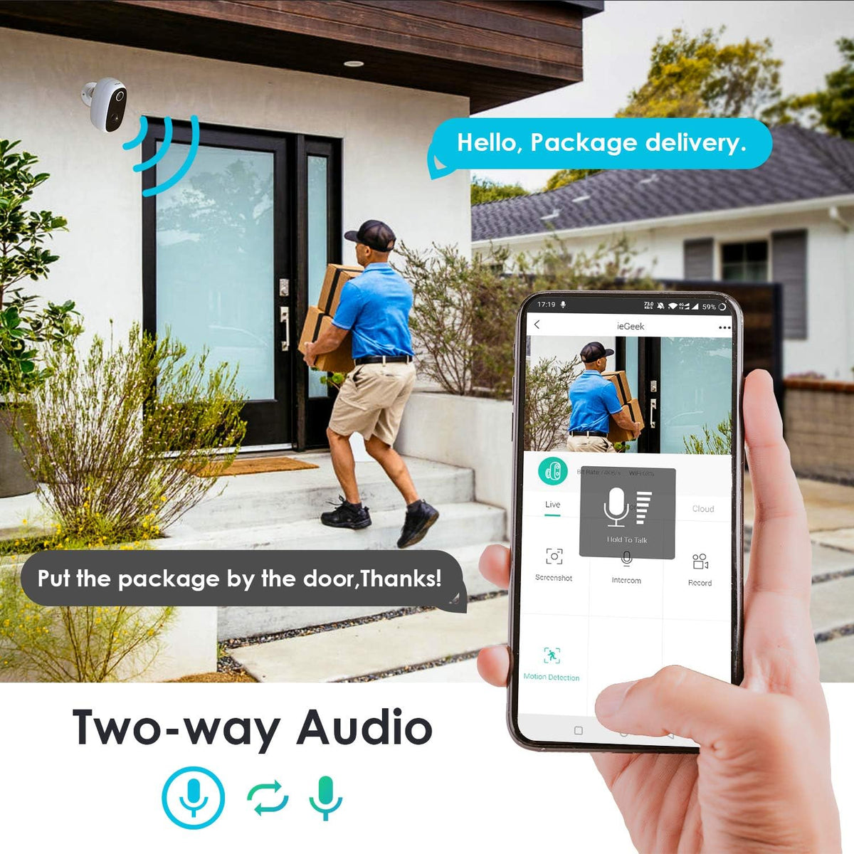 Battery Powered WiFi Wireless Security Camera 1080P Waterproof E7587
