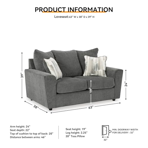 Gray Casual Loveseat with Flared Arms I431728