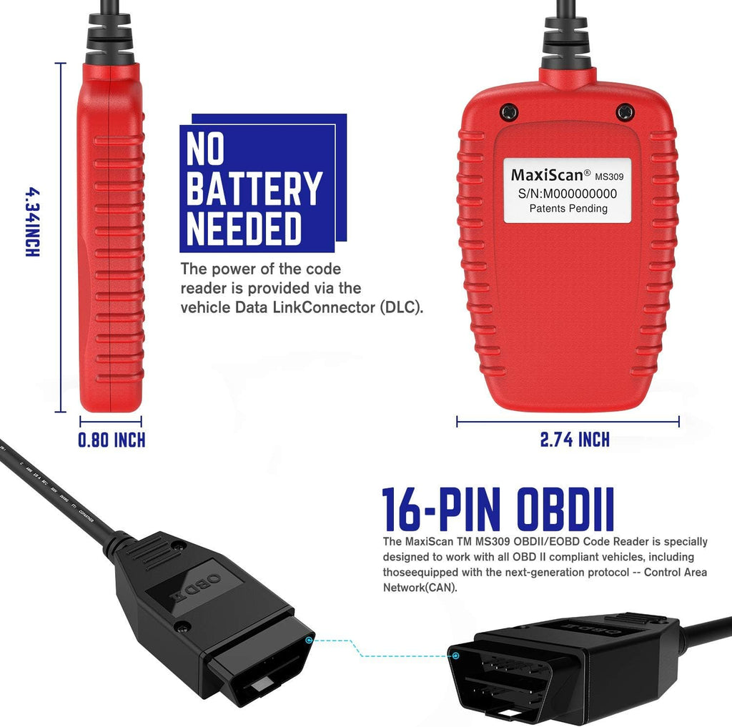 OBD2 Scanner Universal Car Engine Fault Code Reader P309295