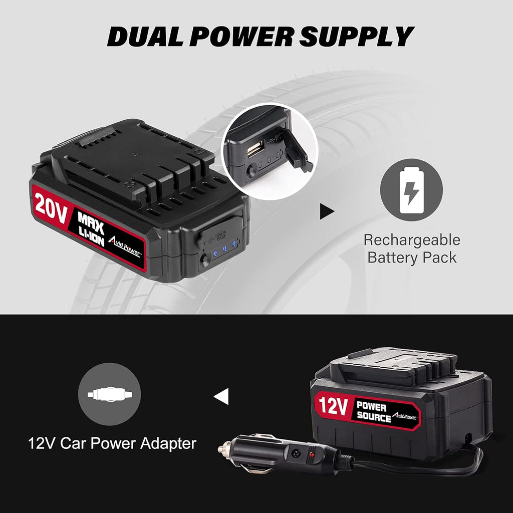 20V Cordless Portable Air Compressor Tire Inflator 150PSI J689