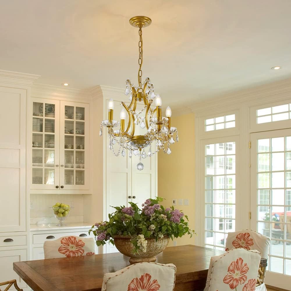4-Light Gold Crystal Chandelier Y6243
