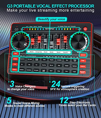 Podcast Microphone Bundle with Audio Mixer, 3.5mm Condenser Microphone, Soundboard with Voice Changer H238006