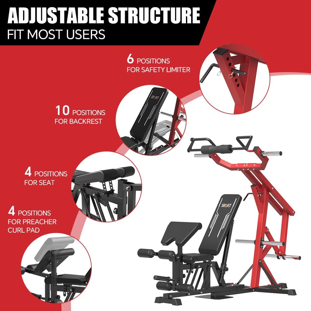 Red Multifunctional Strength Training Station with Multi Bench Press B392