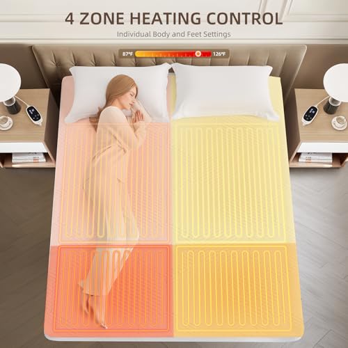 Twin XL Waterproof Heated Mattress Pad, White, 39" x 80" x 17.3" Deep Pocket D375