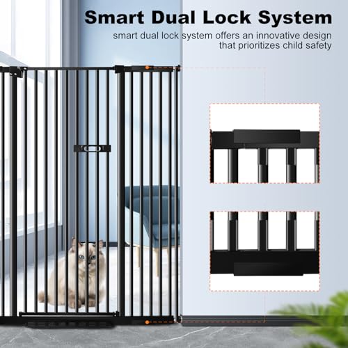 59" Extra Tall Metal Cat Gate, Auto Close (Black) V1491