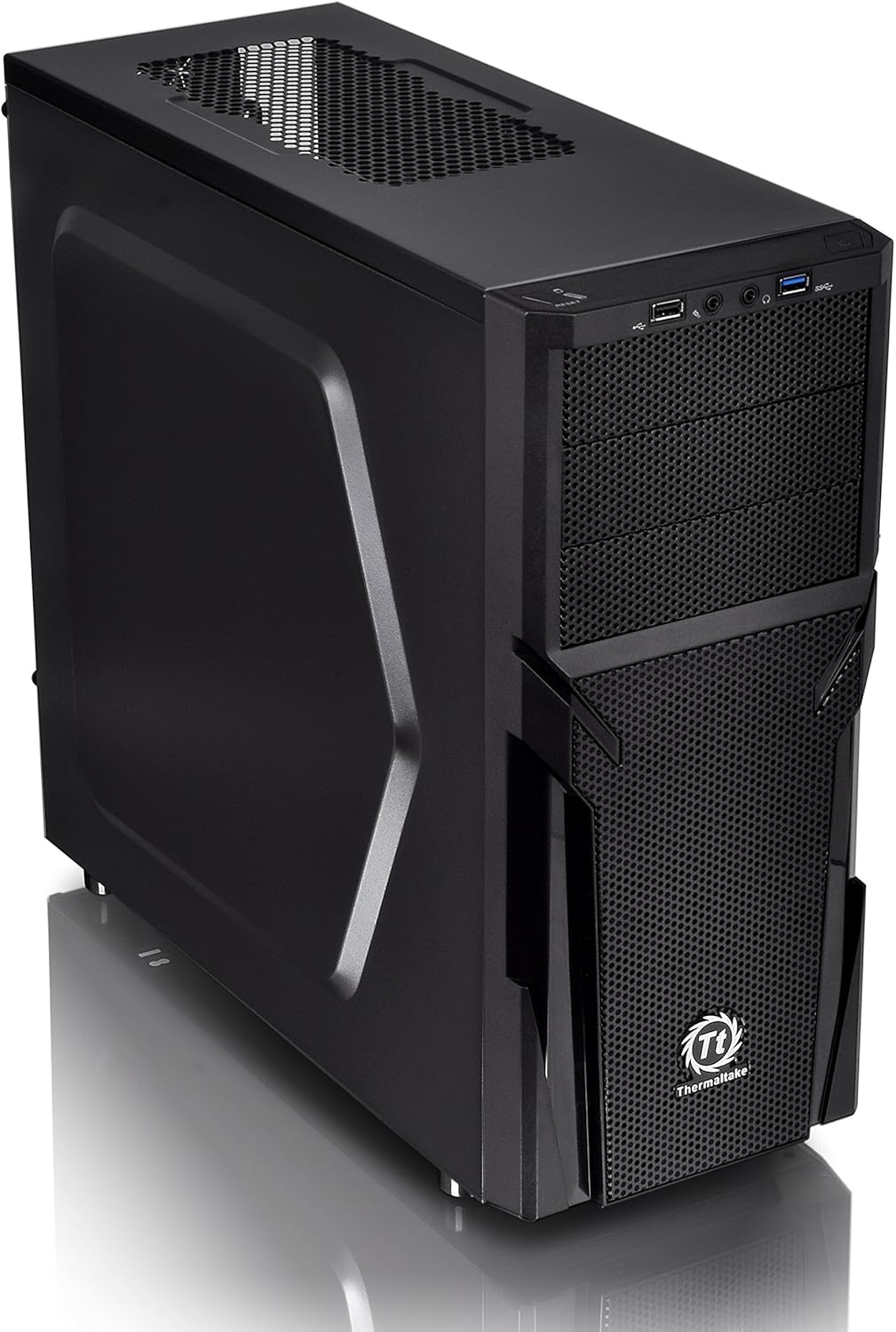 Black SPCC ATX Mid Tower Computer Chassis H991