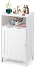 White Wooden Single Door Bathroom Floor Cabinet with Adjustable Shelf D7587