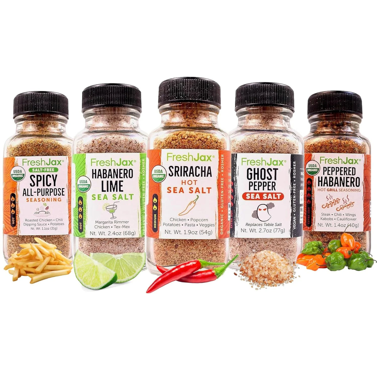 Pack of 5 Organic Hot & Spicy Seasoning Set X9206