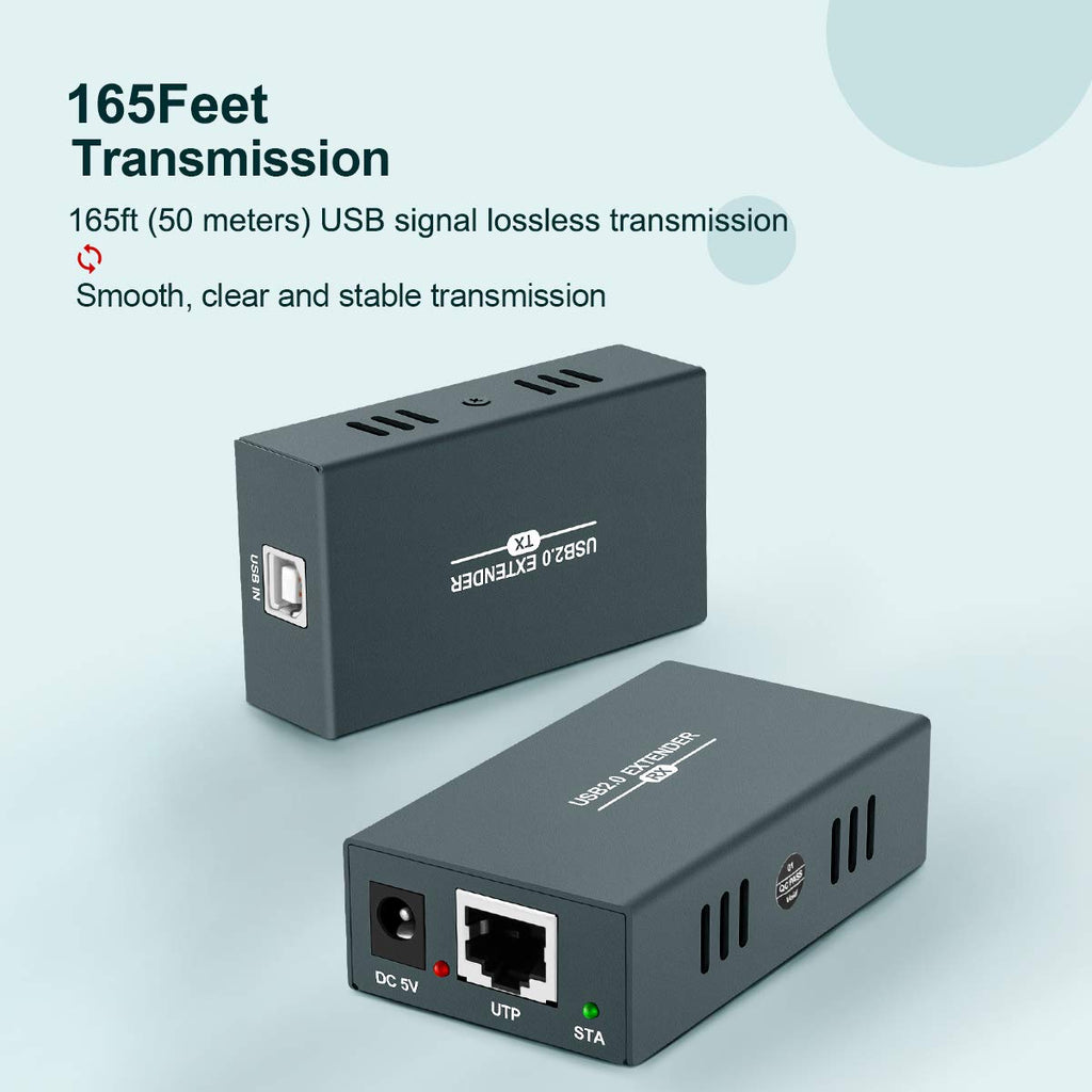 USB Extender Kit with 4 USB 2.0 Hub Over Ethernet Up to 165ft G5712