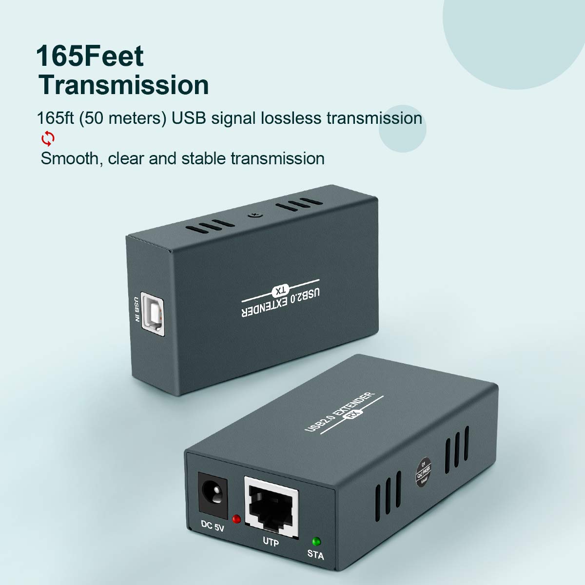 USB Extender Kit with 4 USB 2.0 Hub Over Ethernet Up to 165ft G5712