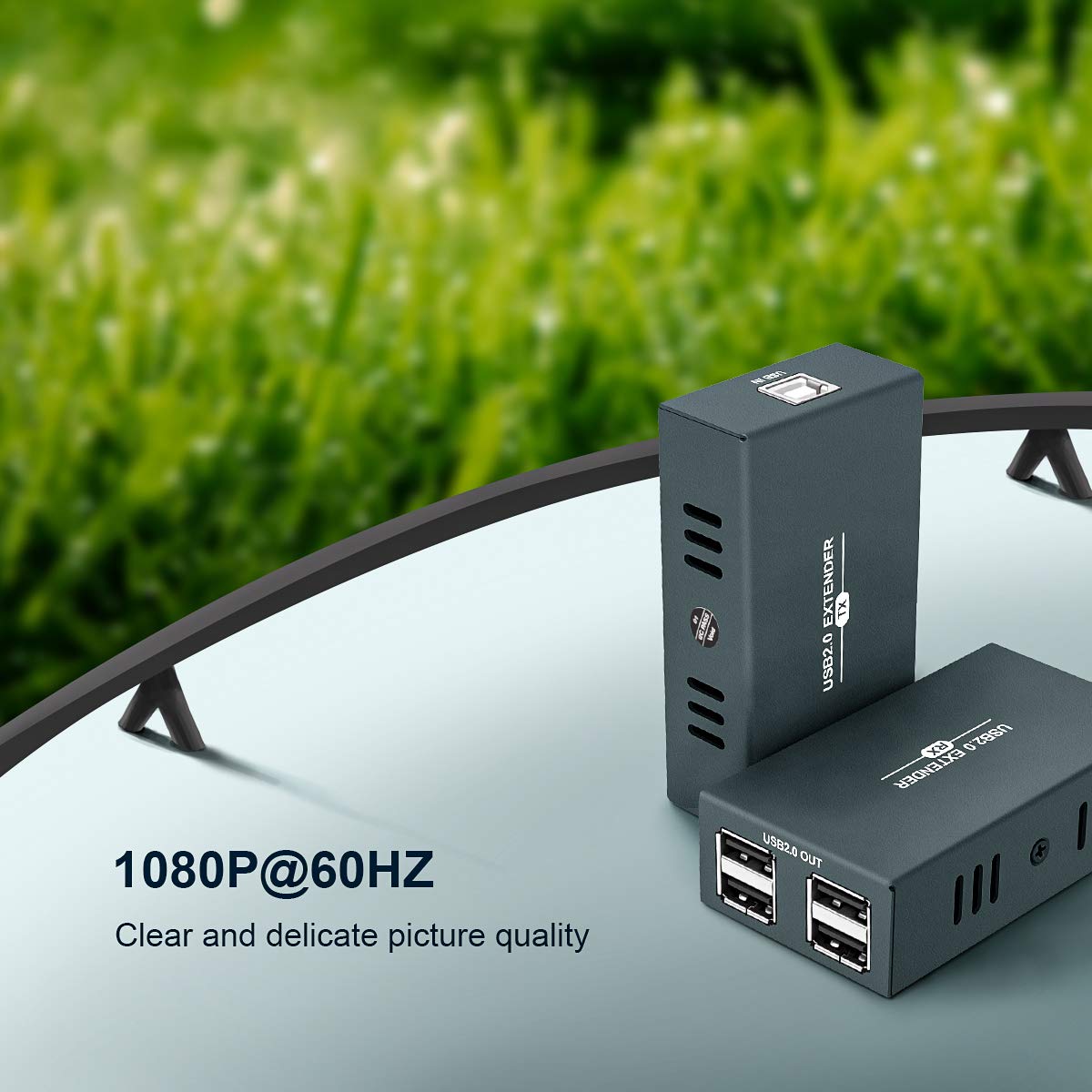 USB Extender Kit with 4 USB 2.0 Hub Over Ethernet Up to 165ft G5712