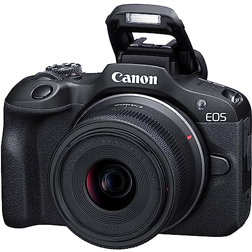 Mirrorless Camera with RF-S 18-45mm f/4.5-6.3 STM Lens + Wide Angle & Telephoto Lenses + 64GB Memory + 3pc Filter Kit + Case + Flash + Tripod M8148