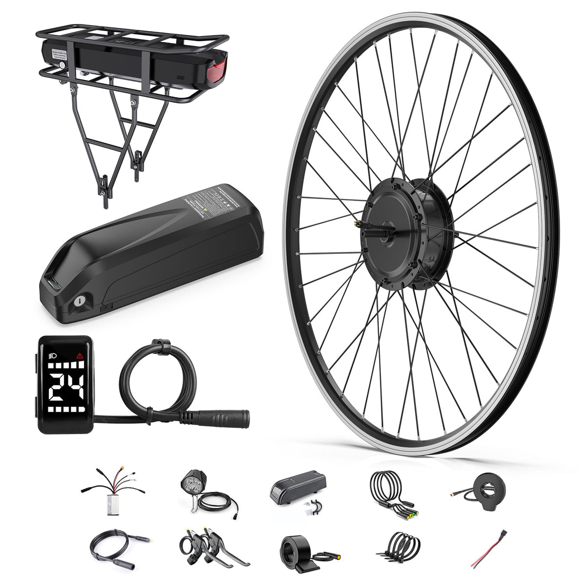 48V 500W Front Hub Motor Electric Bike Conversion Kit with LCD Display J444447