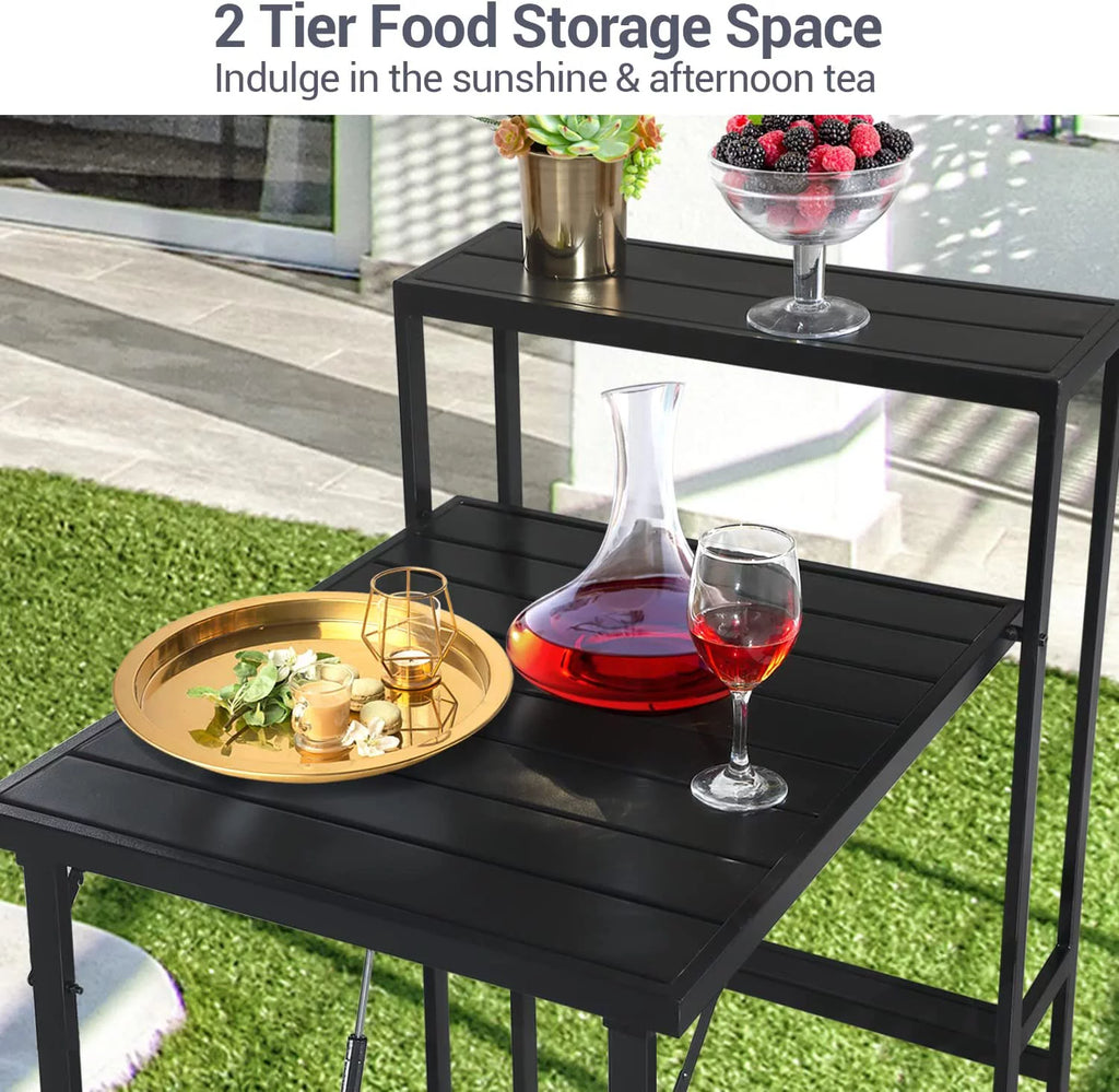 3 Piece Outdoor Folding Bistro Set with Coffee Table B348
