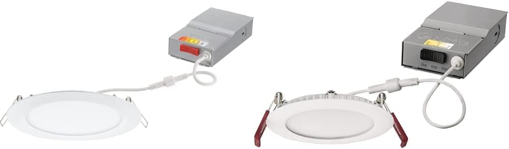Round Baffle LED Downlight, 6-Inch, Matte White & Ultra Thin Recessed Downlight, White K36820