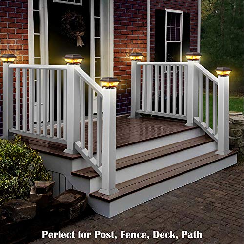 2 Pack Black Metal Solar Post Cap Lights F936