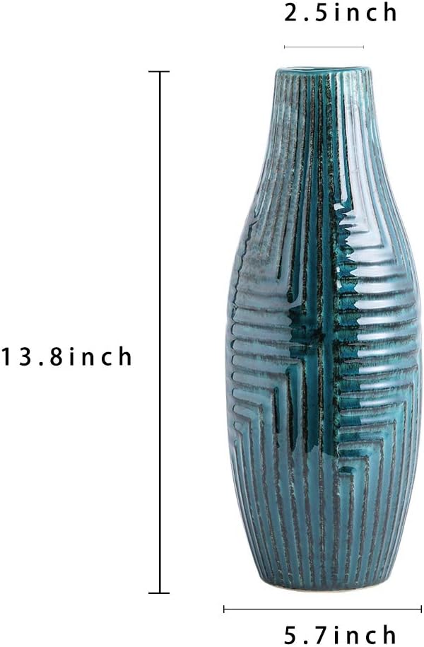 Teal Ceramic Vase Medium 13.8" H P691