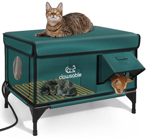 Forest Green 26"x16"x18" Insulated Outdoor Cat Shelter with Heater L768928