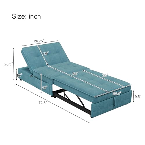 White 4-in-1 Sleeper Sofa Chair Bed with Storage Pocket and USB Port V352