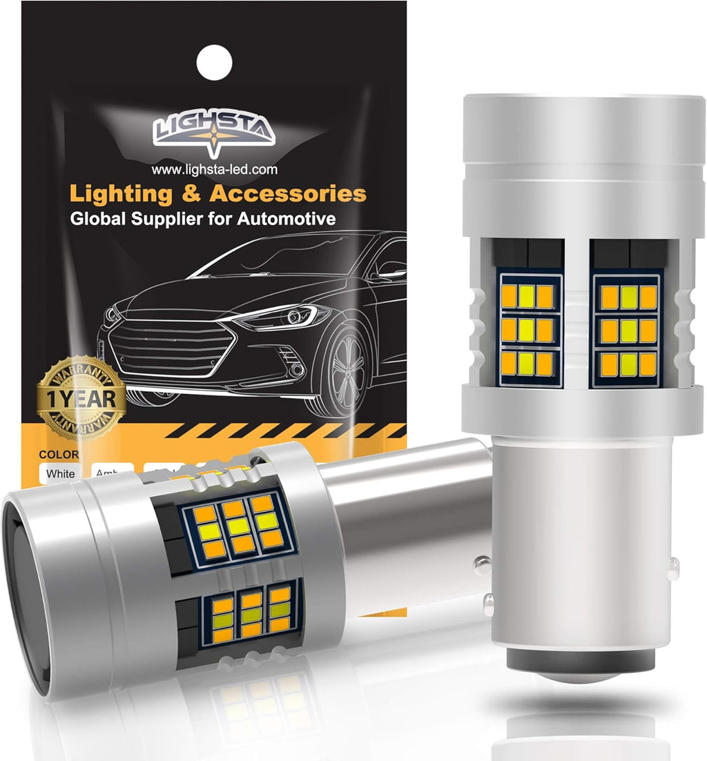 7443 7444 T20 992 7444NA Switchback LED Bulbs Dual Color Amber Yellow Turn Signal White Daytime Running Parking Lights Pack of 2 Q800