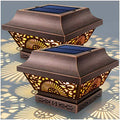 2 Pack Black Metal Solar Post Cap Lights F936