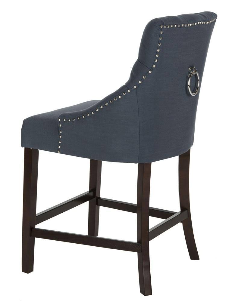 Navy Tufted Wing Back Counter Stool Q317