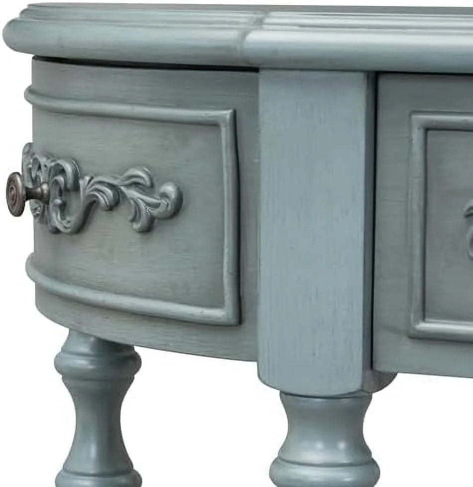 Retro Curved Console Table with 2 Top Drawers and Solid Wooden Frame K227